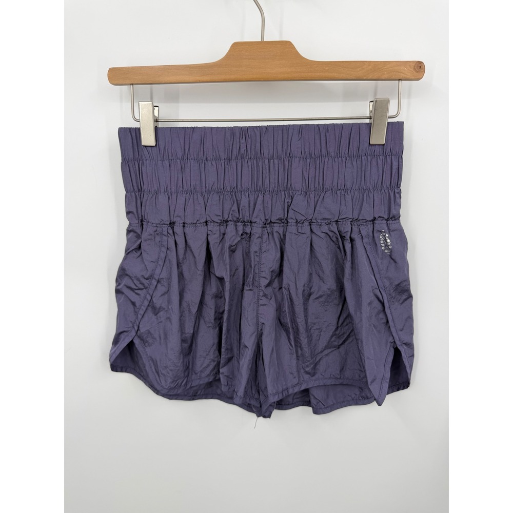 Free People FP Movement Way Home Shorts Women Small Purple Smocked Waistband